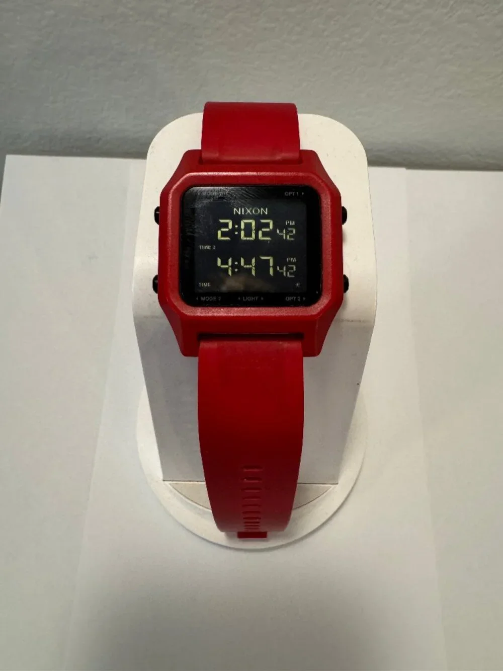 Nixon The Staple Red Digital Watch 100M Dual Time Alarm Chronograph